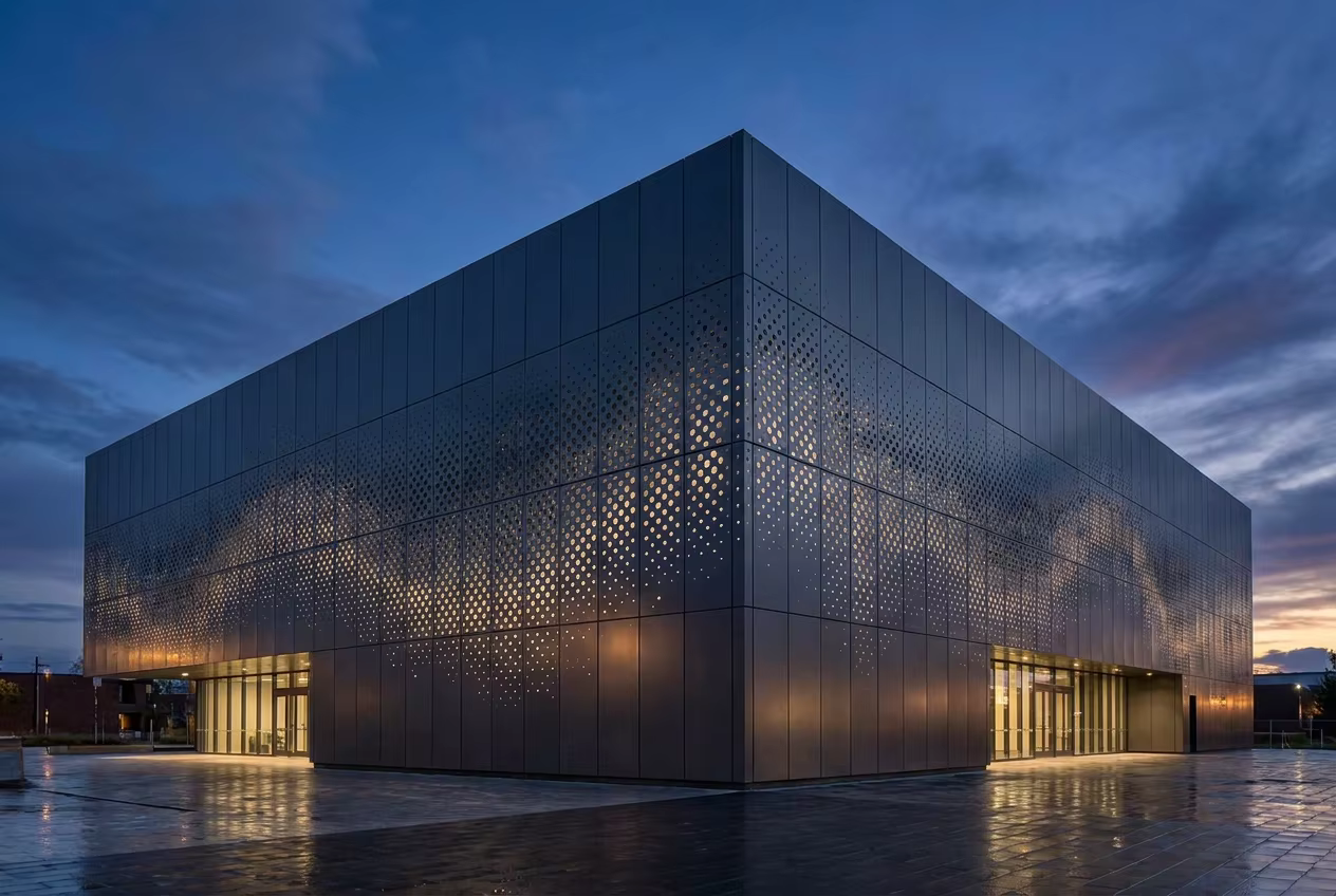 Perforated metal siding